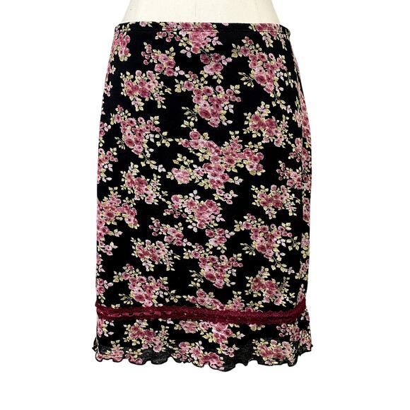 Vintage My Michelle Y2K Floral Rose Lace Grunge Whimsygoth Goth Midi Skirt USA - Picture 1 of 12
